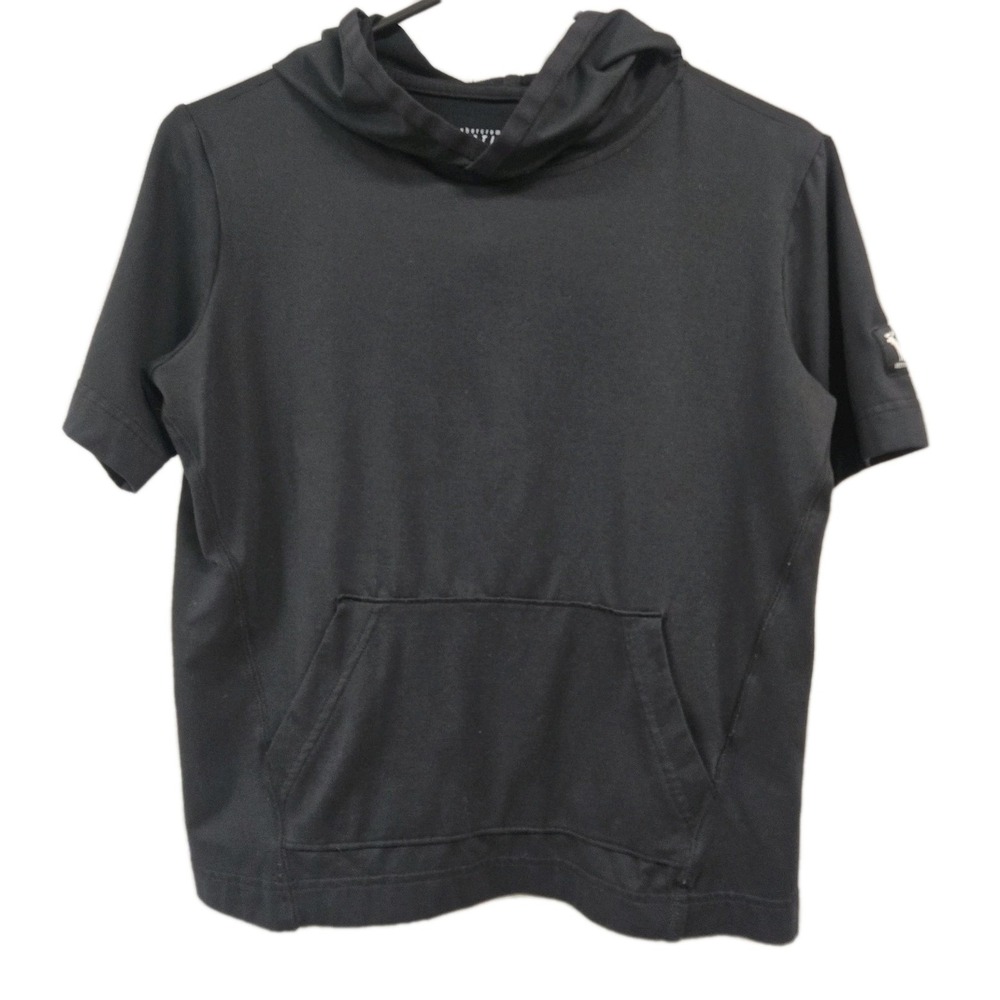 Abercrombie Hoodie Relaxed Soft Stretchy Kids Active Short Sleeve Black Sz 11-12